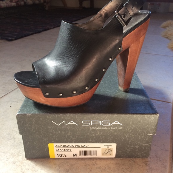Via Spiga Shoes - Via Spiga asp leather & wood high heel 10 1/2